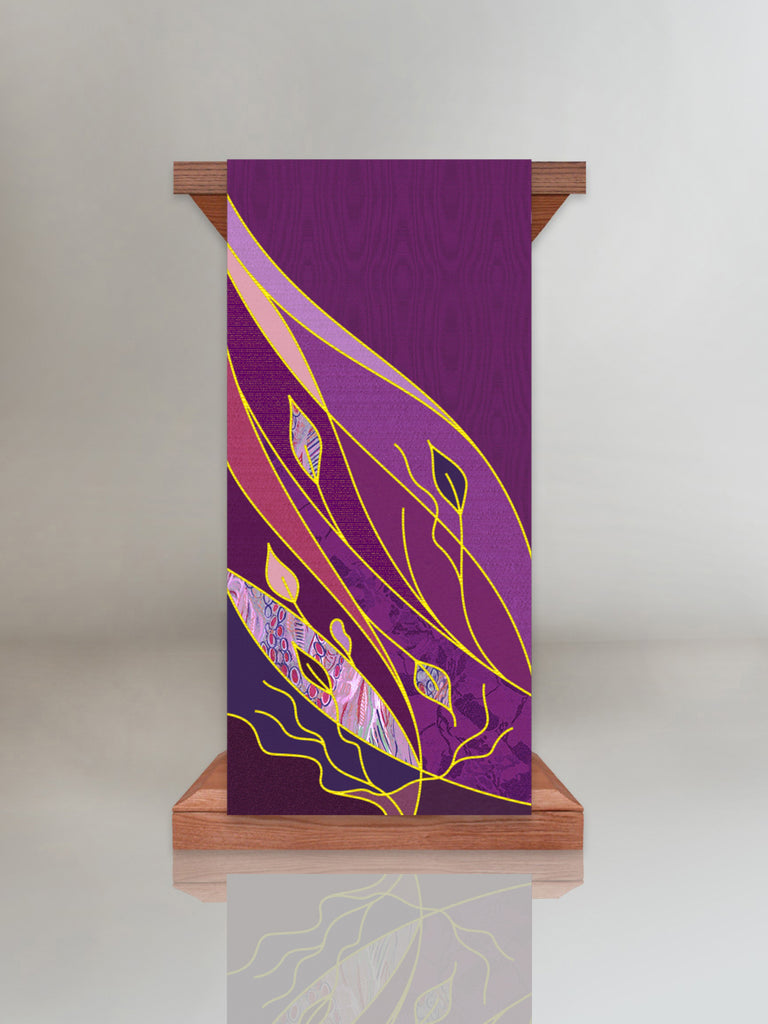 Purple Foliage Lectern or Pulpit Hanging for Advent & Lent