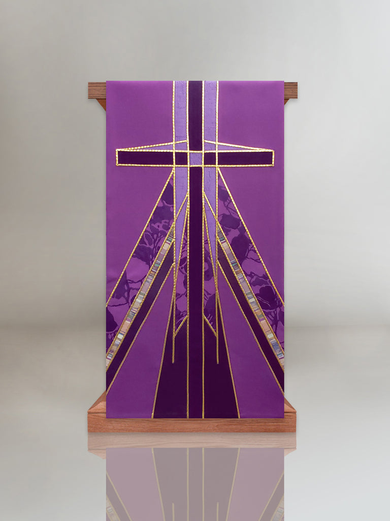 Stained Glass Cross Purple Lectern/Pulpit Hanging