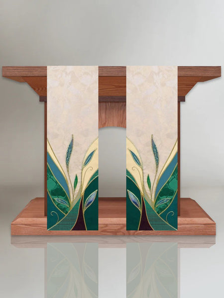 Green & White Foliage Altar Scarves