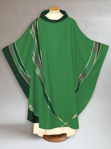 Curvilinear Woven Green Chasuble