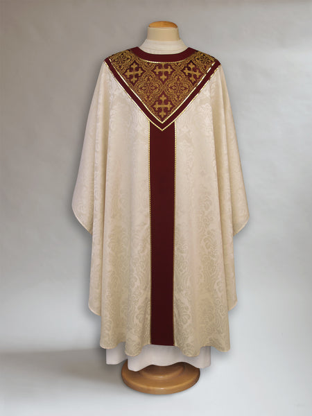 Solemn Florence Ecru & Burgundy Sample Chasuble