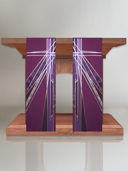 Stained Glass Cross Purple Altar Scarves