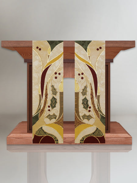 Holly and Candle Christmas Altar Scarves