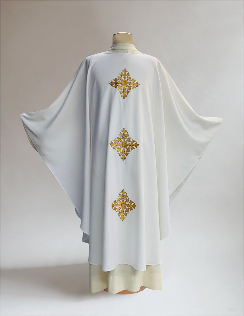 Gold Crosses White Sample Chasuble