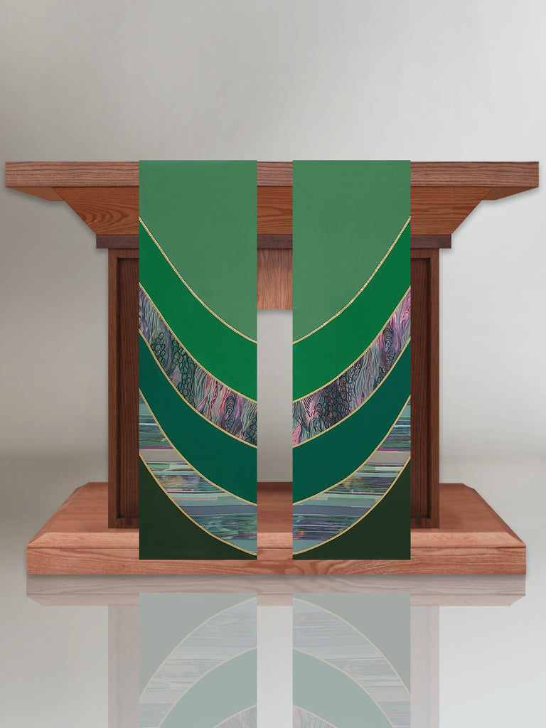 Curvilinear Green Sample Altar Scarves