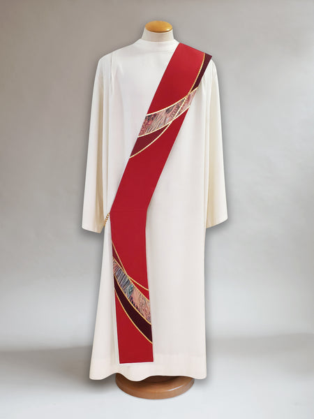 Curvilinear Red Sample Deacon Stole