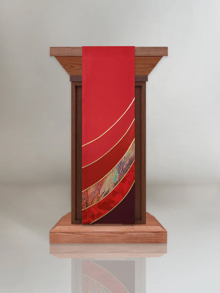 Curvilinear Red Sample Lectern/Pulpit Hanging or Altar Scarf