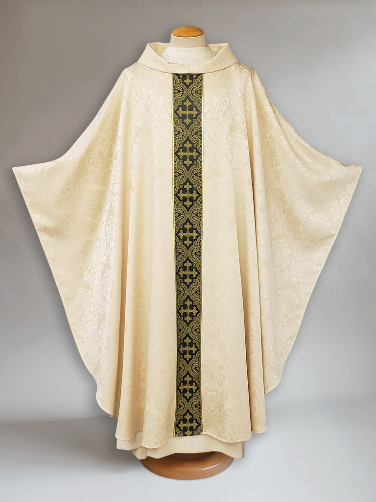 Francis Classic Baroque Parchment & Brocade Green Sample Chasuble
