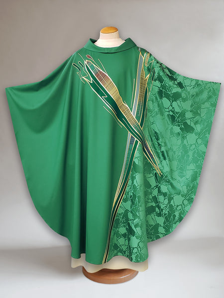 Paintbrush Cross Green Chasuble