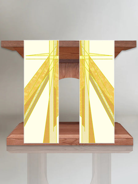 Stained Glass Cross White & Gold Altar Scarves