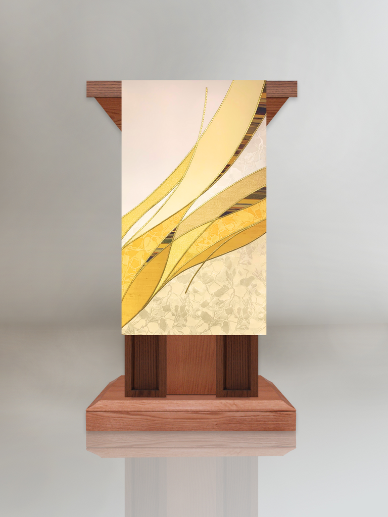 Festive Curvilinear White & Gold Lectern Hanging
