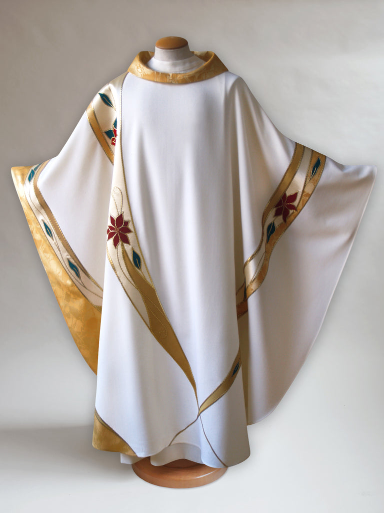 Curvilinear Poinsettia Christmas Chasuble