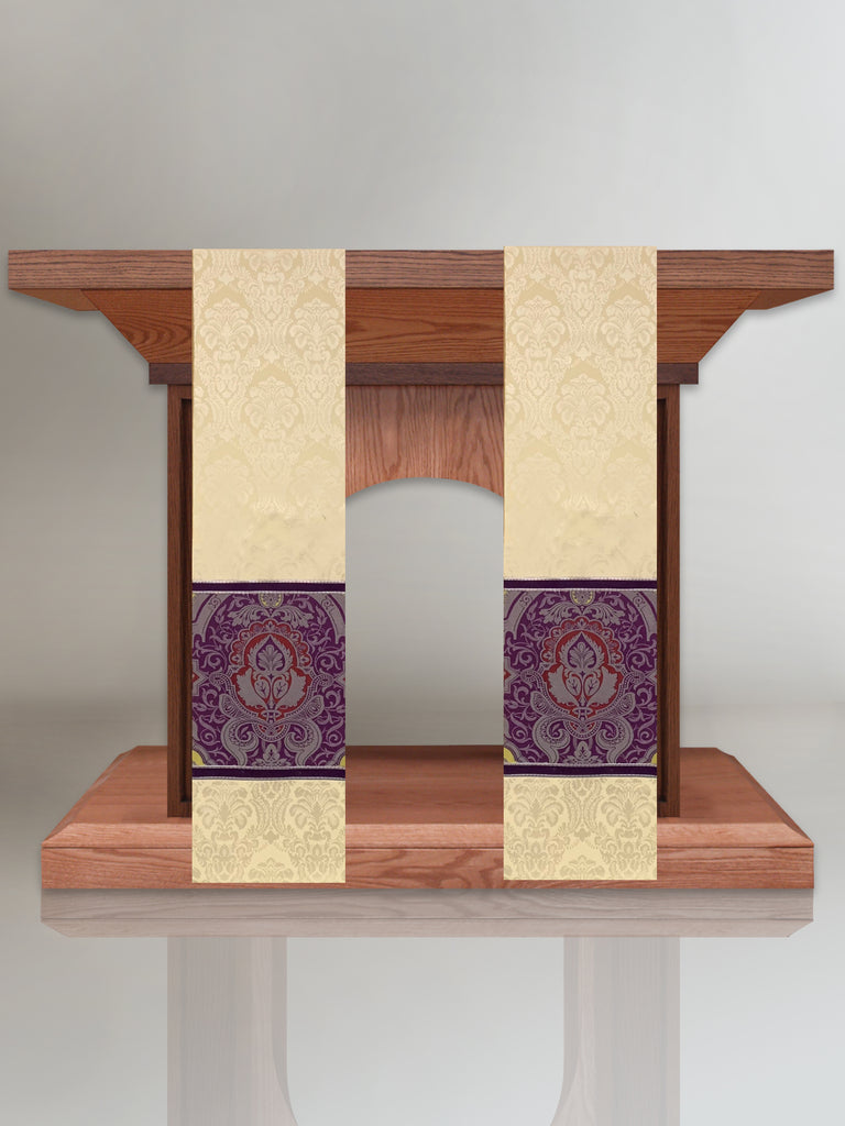 Classic Barcelona Purple & Baroque Parchment Sample Altar Scarves
