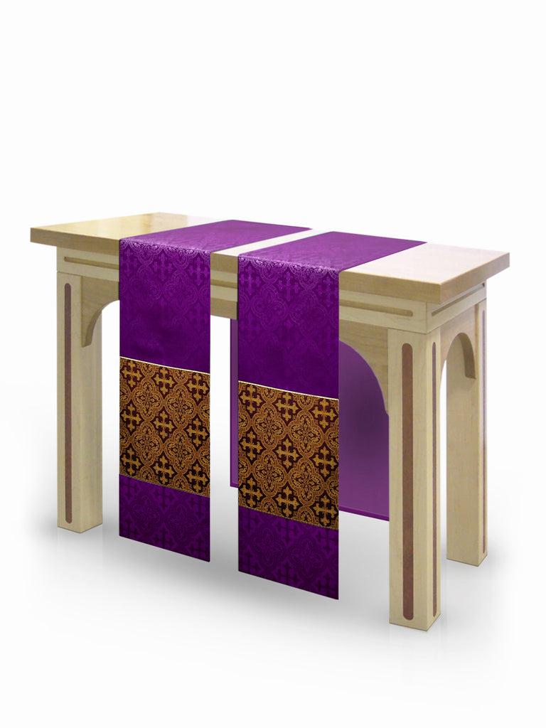 The Francis Classic Cross Purple & Brocade Burgundy <br> Altar Scarves