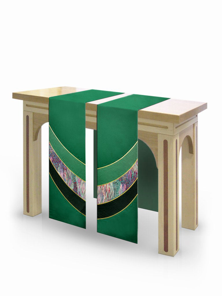 The Francis Curvilinear Duomo Green & Monet Green <br> Altar Scarves