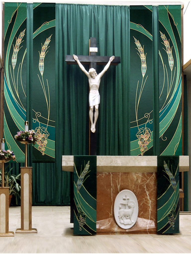 Ordinary Time Eucharistic Green Wall Hangings and Altar Scarves