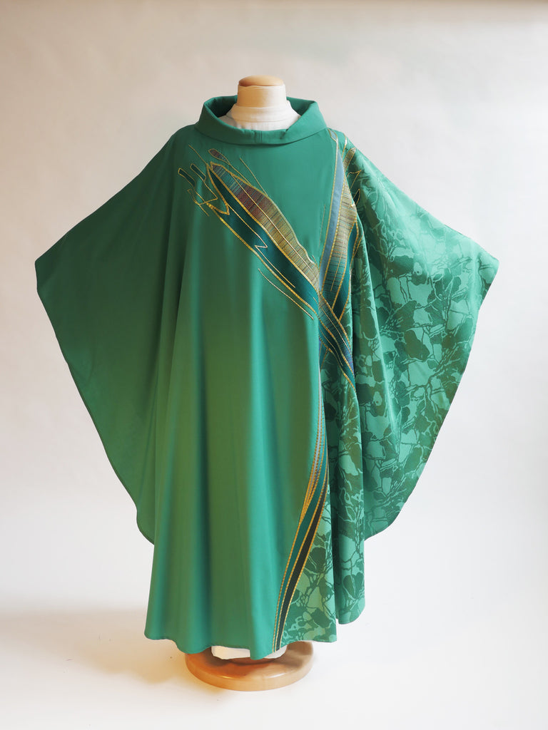 green ordinary time paintbrush cross vestment