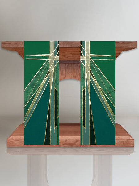 Stained Glass Cross Green Altar Scarves