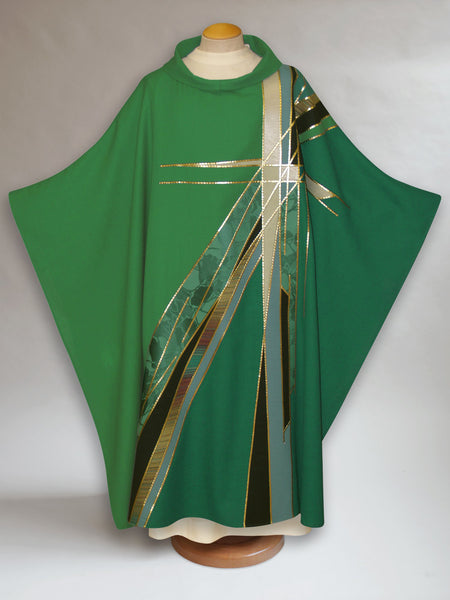Green Stained Glass Cross Chasuble
