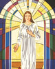 Mary with Stained Glass Banner